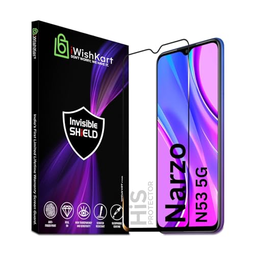 Image of compatible with Realme Narzo N53 5G Smartphone Tempered Glass Screen Protector Guard Full Edge To Edge 9H Full Glue Fhd With Easy Installation Kit (Narzon53 / N 53)