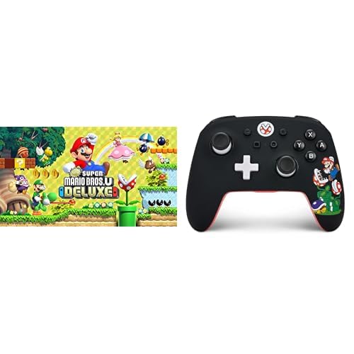 Image of New Super Mario Bros U Deluxe [Digital Code] + PowerA Enhanced Wireless Mario Mayhem Controller Bundle for Nintendo Switch
