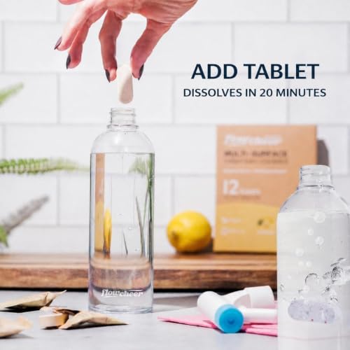 Image of flowcheer Multi Surface Cleaner Refills -12 Pack (Unscented) | All Purpose Cleaning Refill Tablet-Makes 192 fl oz Bottles of Spray Cleaner for Household & Kitchen