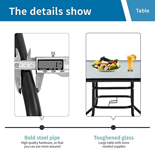 image for BSTOPHKL Outdoor Patio Table with Umbrella Hole, 32 inches Tempered Gl