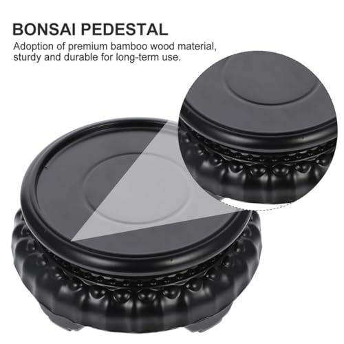 Support pot de fleurs en bois massif noir OSALADI a surface lisse stable