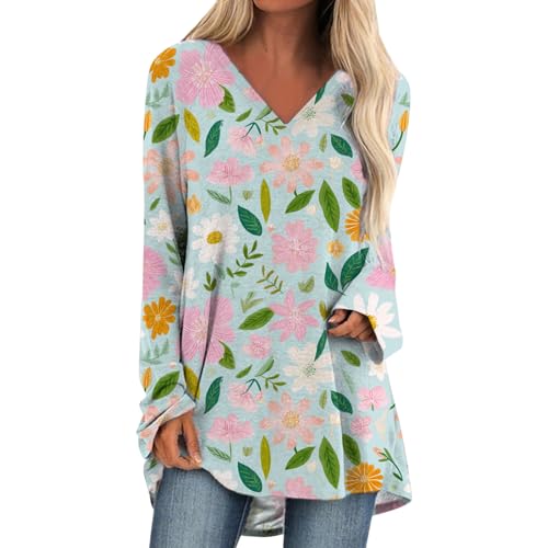 Trendy Shirts for Women Dressy Casual Long Sleeve Daisy Garden
