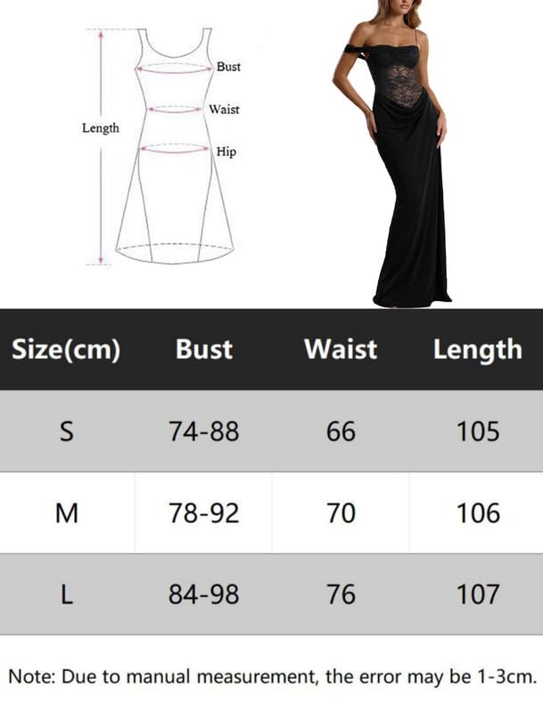 Vestido Mujer de Un Hombro con Encaje Transparente Elegante Maxi Vestidos de Fiesta Sexy Vestido Largo sin Mangas con Tirantes Finos y Abertura Alta Ajustado Vestidos para Bodas Cóctel Club