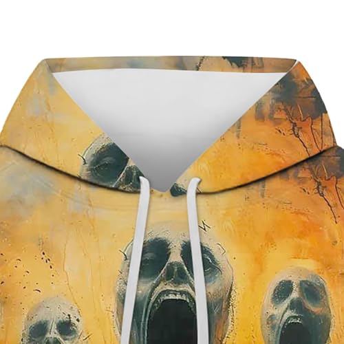 Mens Trendy Oversized Hooded Sweatshirt Halloween Graphic Party Pullover Casual Long Sleeve Loose Fit Wander Hoodie3