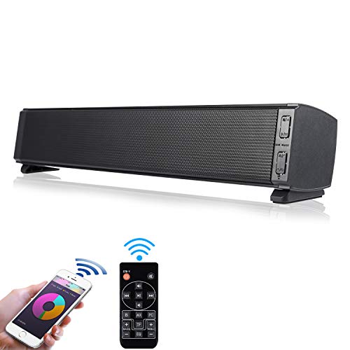 Barra de Sonido, Fityou Altavoces PC Sobremesa 20W Bluetooth 5.0 Altavoz con Cable e Inalámbrico Altavoz Recargable estéreo con alimentación USB para TV/Smartphones/Ordenador/USB/TF