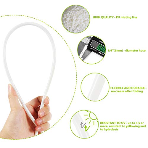 Outdoor Patio Misting System Pre-assembled - Misting Line 59FT(18M) with 26 Brass Mist Nozzles, Outdoor Misters for Patio, Fan, Garden, Greenhouse, Trampoline for waterpark - 3/4\'\' Adapter, White