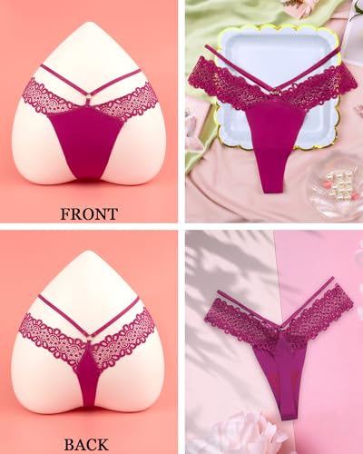 Banamic Womens Panties Thong Lace G-String T-Back Panties Strappy Panties Sexy thumb #4
