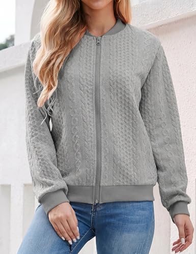 Image of Larmliss Women's Zip Up Cardigan Sweater Hoodies Long Sleeve Jacket Crewneck Casual Outerwear Spring Fall Trendy Coat Outfits