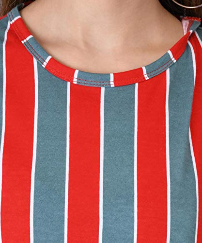 Image of KOTTY Red Striped Cotton Women T-Shirt