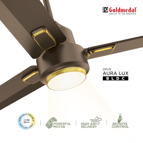 Image of Goldmedal Opus Aura Lux BLDC Ceiling Fan 1200mm With Remote|High Speed | Fans for Living Room,Home | 3-Colour Led | Magna Matt