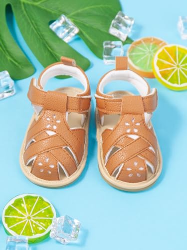 Image of Babelvit Infant Baby Girl Boy Sandals Comfort Premium Summer Outdoor Casual Beach Shoes with Flower Bowknot Anti Slip Rubber Sole Newborn Toddler Prewalker First Walking Shoes