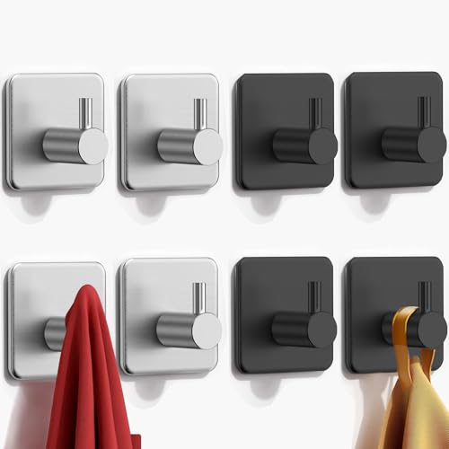 Opiniones de Ganchos para Colgar - los preferidos. 48 8 Piezas Acero Inox 304 Ganchos Pared Porta Toallas Baño, Sin Taladro Adhesivos Impermeables para Colgar Toallas de Baño, Soporte Fuerte en Superficies Lisas, Ideal para...