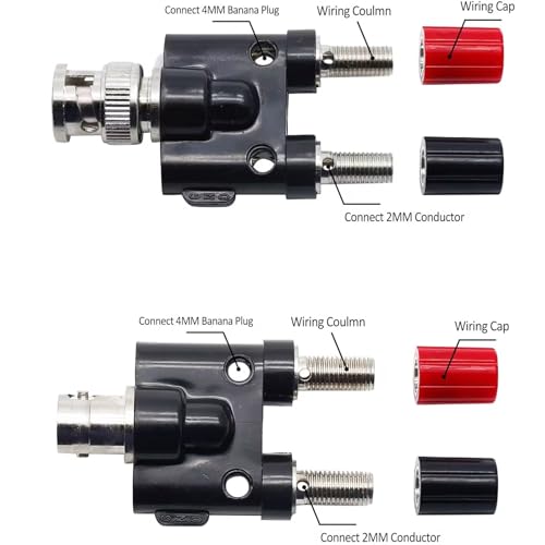 Adaptador BNC macho+hembra a doble banana 4mm, pack 4 miniatura 2