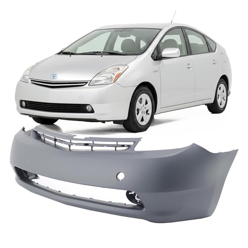 Image of Compatible with Toyota Prius 2004-2009 Front Bumper Cover | Primed, With Fog Light Holes, Without Parking Sensor Holes, Hatchback, Ready to Paint, OEM 5211947903, TO1000274