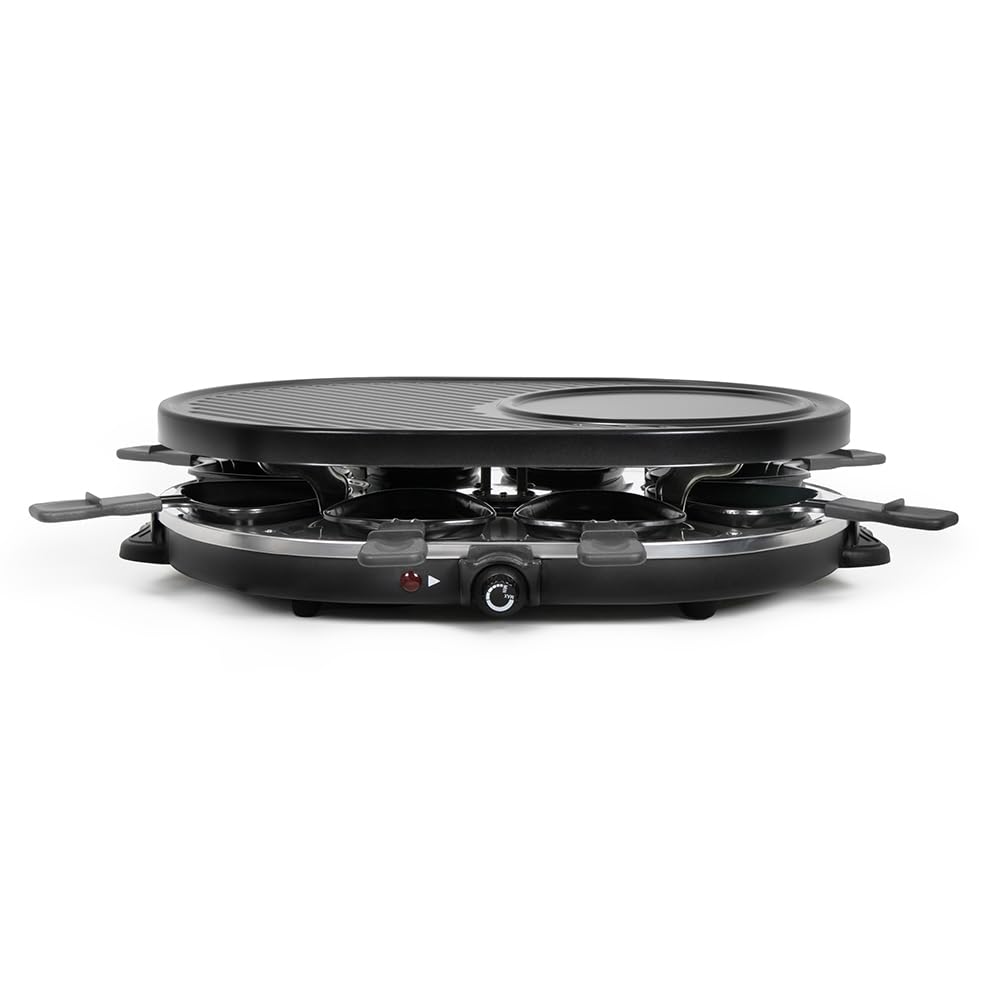 ONLI - Raclette, Grill & Crêpière, 8 personnes ON1035N - 3 en 1, 1200W, sans PFAS, thermostat ajustable