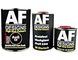 Alex Flittner Designs Juego de pintura para coche compuesto de 500 ml de pintura base a prueba de salpicaduras + 500 ml de barniz transparente 2K + 250 ml 2 K endurecedor para el barniz transparente