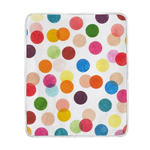 Colourlife Soft Microfiber Bed Blanket Colorful Polka Dot Throw Cozy Warm Flannel Fleece Blanket For Kids Women Bed Sofa Couch Beach 50X60 Inches #TOP17