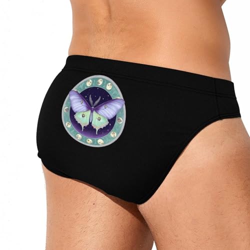 Luna Hawkmoth Printed Swim Briefs for Men Sexy Bikini Swimwear Elastic Beach Trunks Bathing Suit4