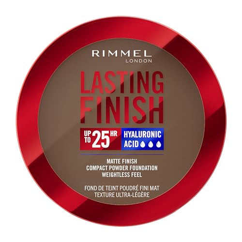 Rimmel Lasting Finish 25 HR Compact Foundation 016 Hazelnut, Matte Buildable Coverage, Powder-to-Cream