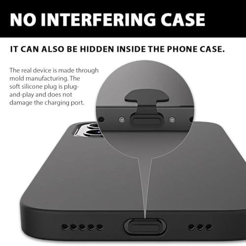 4 Piezas Protectores Anti-Polvo USB-C, con Tapón para Puerto de Carga, Protector para Altavoz & Masilla Limpiadora, Compatible con Serie iPhone 17/16/15, Accesorios de Protección (Negro) - imagen 3