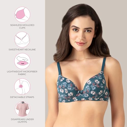 Image of Amante Smooth Moves Women's Padded Wired Full Coverage T-Shirt Bra | Seamless Invisible Cups | Multiway Detachable Straps | High Support Everyday Bra | Soft Microfiber Fabric
