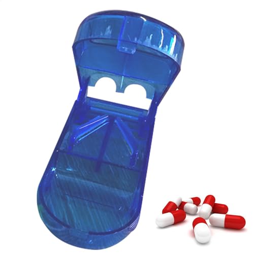 Cortador de pastillas para pastillas grandes y pequeñas, Cortador de pastillas transparente para pastillas, Cortador/Separador de pastillas con protector, Caja cortadora para dispensador(C)
