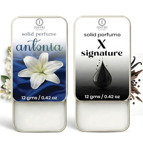 Image of IDITRI EXPORT Solid Perfume |x signature&Antonia Alcohol Free Wax Perfume Balm, Long Lasting | Pocket Tin 12g, Pack Of 2| Non Greasy Smooth Glide, Travel Friendly Unisex Gifts He Or Her