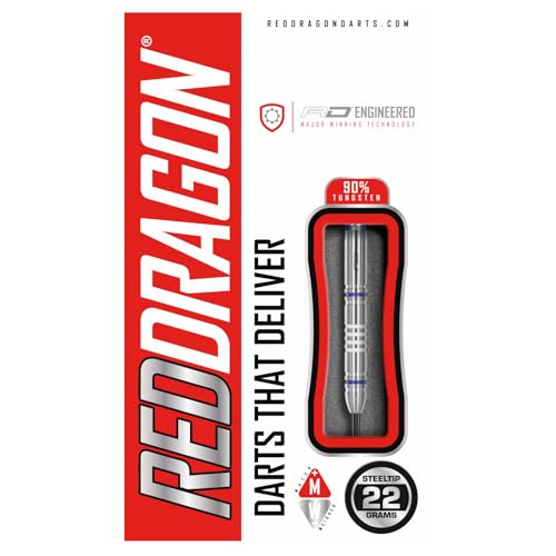 RED DRAGON Ryan Meikle 22 Gram Premium Tungsten Steeltip Darts Set including Flights and Stems, Silver, 22G - Image 4