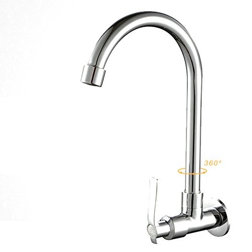 Grifo monobloque de cromo con rotación de 360° para grifo de cocina, 6 tipos Montado en la pared Montado en la pared de agua fría Grifo de cocina giratorio universal para vegetales - Plateado