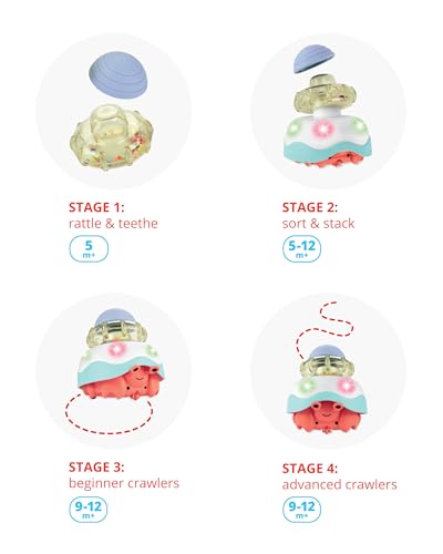 Image of Skip Hop Baby Crab Crawl Toy Stack & Crawl 4-in-1 Sensory Development Infant Tummy Time Toy with Lights Sounds and Music Age 5m+