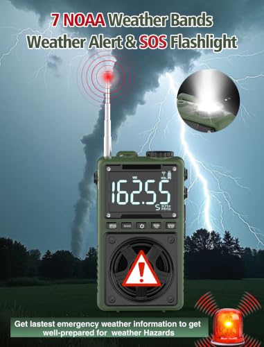 Bluetooth AM FM Shortwave Radio with NOAA Weather Alert,1250mAh Rechargeable Portable Pocket Radio with Best Reception,5W Big Speaker, Digital Tuner and Earphone,Support SD Card and USB MP3 Player - Image 2