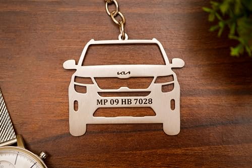 Image of Customizable Metal Car Model Keychain Compatible with Kia Seltos | Premium Metallic Key Ring for Men & Women | Stylish Key Holder Gift for Car Lovers | Durable Lightweight Keychain for Car