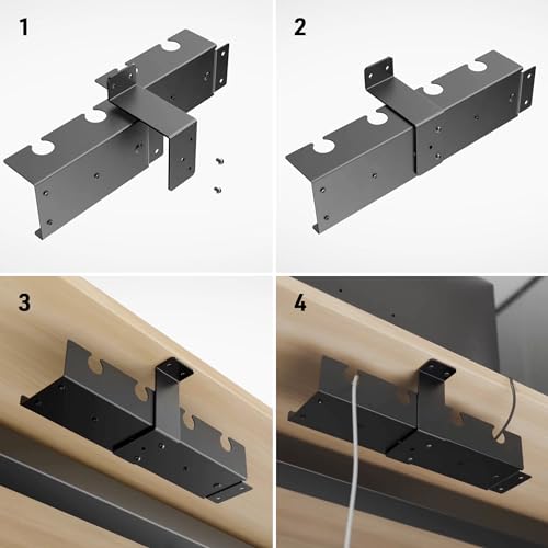 Electraline 71729 Bandeja portacables bajo escritorio 322 x 106 x 90 mm para gestión de cables eléctricos, organizador de cables, orden desk, gestión de cables, ideal miniatura 4