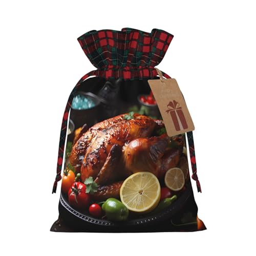 Tantalizing - Bolsas de cordón con estampado de pavo asado, bolsa de bocadillos de caramelos, bolsas reutilizables para envolver y almacenar, S