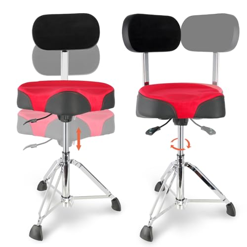 EASTROCK Drum Throne with Backrest,Heavy Duty Drum Stools Height Adjustable Motorcycle Style Hydraulic Drum Seat Drum Chair for Adult Drummer(Red) by EASTROCK - Image 6
