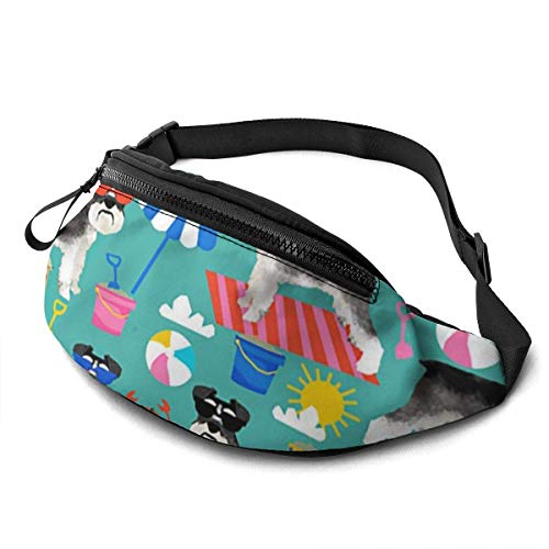 XCNGG Bolso de cintura corriente bolso de cintura de ocio bolso de cintura bolso de cintura de moda Schnauzer Dog Floral Waist Bag Pack Sturdy Zippers Running Belt Large Capacity Waist Pouch Bag for P