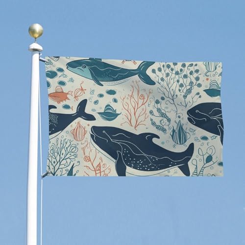 Drapeau baleine sous-marine en polyester robuste contre déchirure - 5