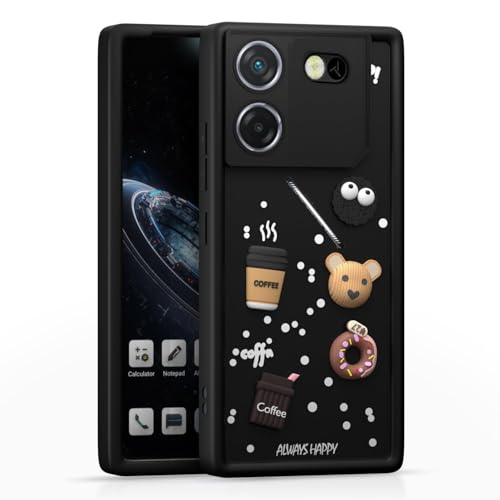 Image of Bintage Cute Fun Taddy| 3D Ball Bear| Donut| Coffee Rubber Case Full Body & Camera Protection Back Cover Compatible for Tecno Pova 5 4G - Black
