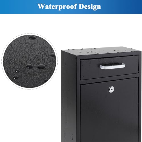 Image of Jssmst Locking Mailbox for Outside, Key Lock Wall Mount Mailboxes Large, Security Drop Box with Lock, 16.2H x 11.22L x 4.72W Inches, Black XLarge