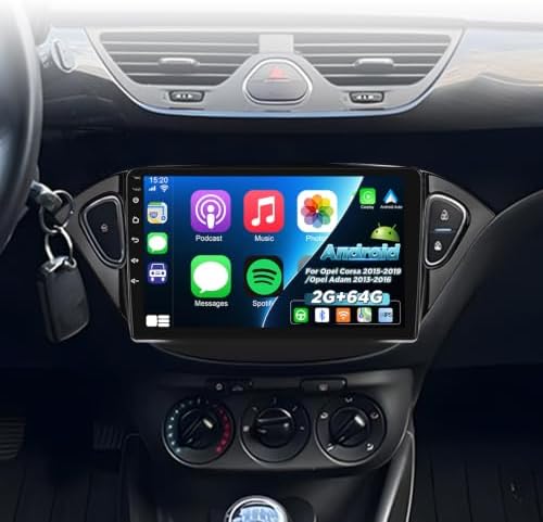 [2+64G] Android Car Radio for Opel Corsa 2015-2019, for Opel Adam 2013-2016 | Techschermo 9 Inch Touchscreen Android Car Stereo, Wireless Carplay and Android Auto, DSP, GPS, SWC, WiFi + AHD Backup Camera