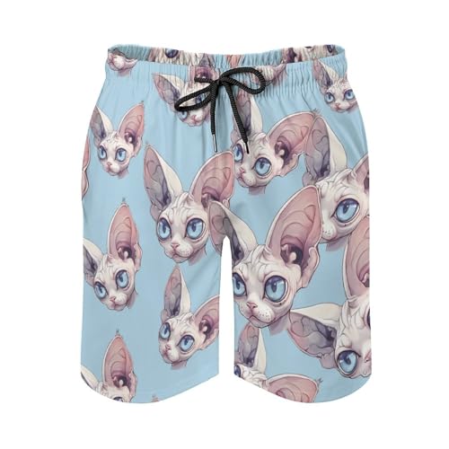 Sphynx Cat Head Mens Swim Trunks with Mesh Lining Stretch Swimming Shorts Quick Dry with Pockets for Beach3