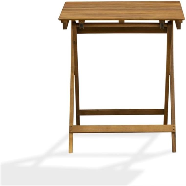 East West Furniture SEDK3CWNA 3 Piece Patio Bistro Sets Wood Folding Table Set Contains a Square Outdoor Acacia Wood Coffee Table and 2 Folding Side Chairs, 26x26 Inch, Natural Oil