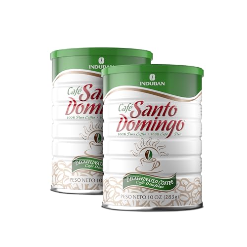 Café Santo Domingo Decaf, 10 oz Can, Ground Coffee, Medium Roast - Product from the Dominican Republic (Pack of 2)
