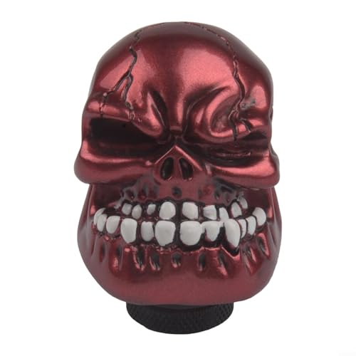 Pomo de cambio de calavera para vehículos de transmisión manual, cabezal de palanca de cambios de material ABS con ajuste general, incluye herramienta de instalación y (rojo)