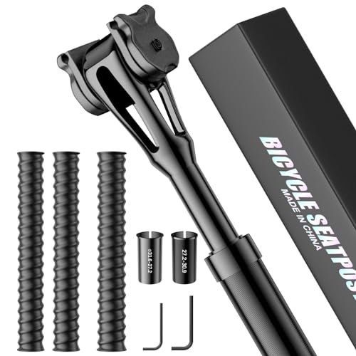 Wothfav Tija Telescopica MTB, Tija Sillin 27.2mm Diámetro, Ø30,9/31,6mm, Longitud 350mm, Tija de Sillín de Bicicleta con Suspensión, Tija de Sillín de Aleación de Aluminio con Resorte para MTB, BMX