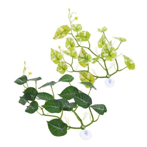 VANZACK 2Pcs Hanging Fake Vines with Suction Cup for Lizard Gecko Snake and Crab Tank Decor for Natural Habitat Enhancement