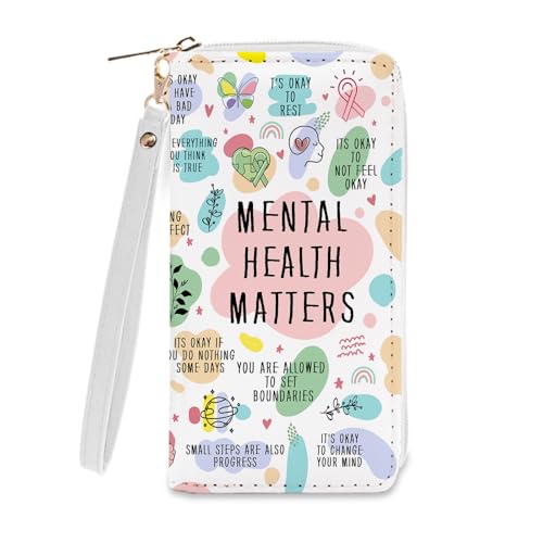 Mental Health Awareness Wallet for Women - Slim PU Leather