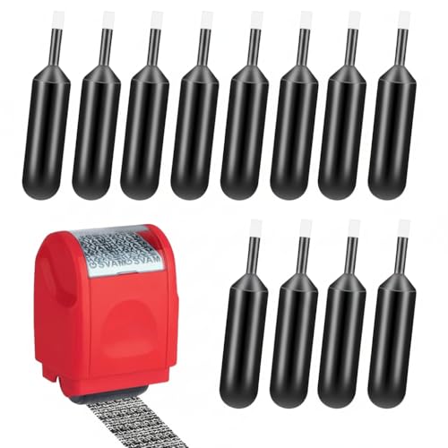 ASIRYVA 12Pcs Ink Refills for Address Blocker Stamp, Ink Refill for Identity Theft Protection Roller Stamp (Black, No Roller Stamp)
