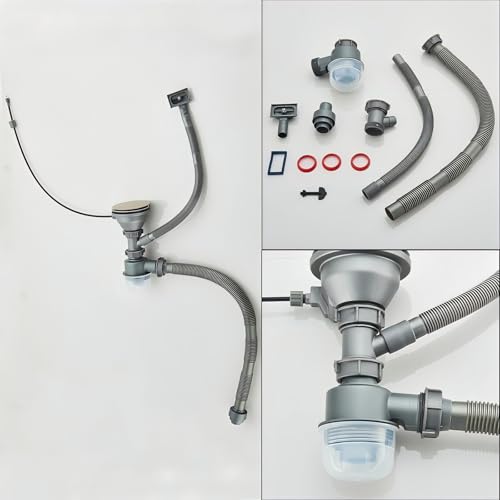 TINICO Kit Cuba Gourmet Cozinha Pia Aço Inox 201 Dourado Escovado, Com Torneira Extraível, Torneira