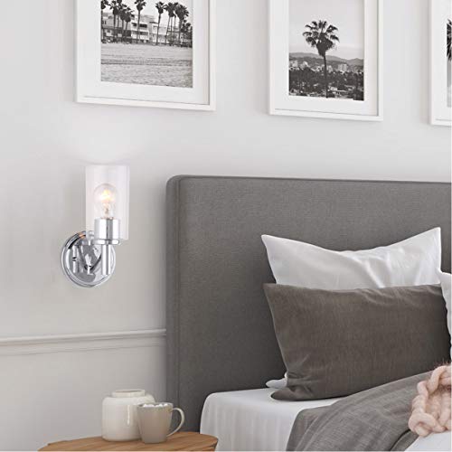 Eglo 203746A Devora 1-Light Transitional Vanity Light Damp Certificated Wall Sconce Bathroom Dimmable Led Mirror Lighting Fixture, Chrome, 6-Inch #TOP4